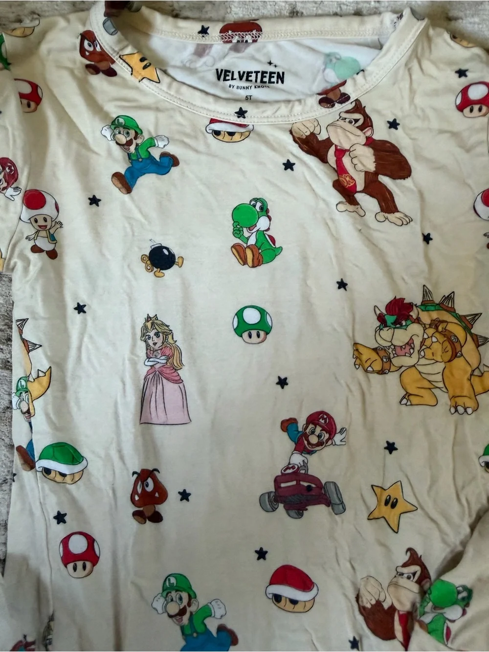 5T Velveteen Bunny Knots Super Mario Kids Bamboo Pajama Set